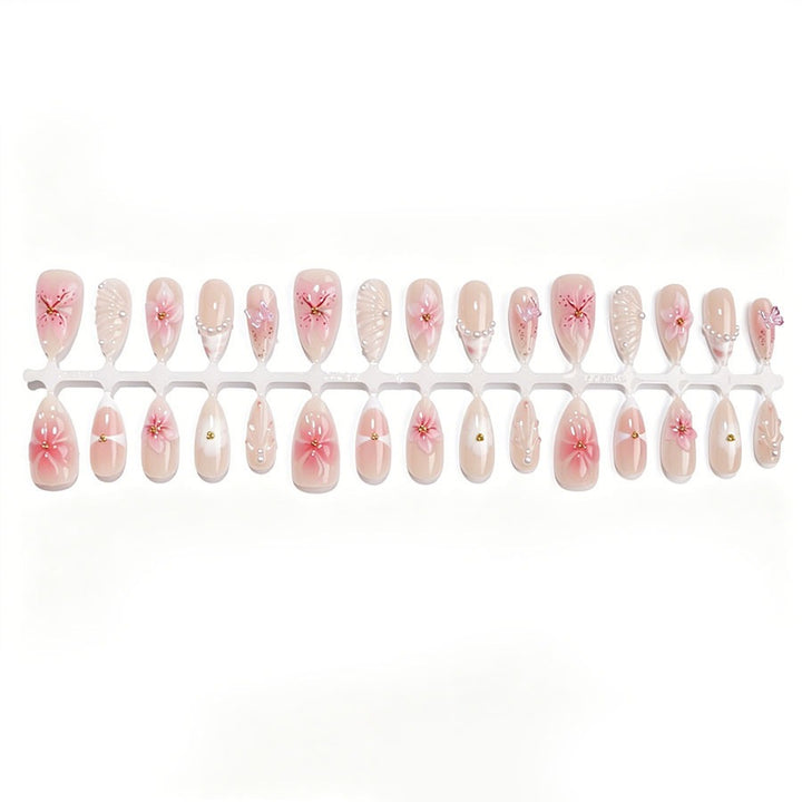 Artificial nail set with floral decorations and 3D accents Kalsten