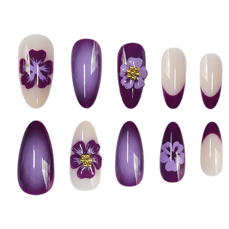 Artistic Floral Press-On Nails with 3D Accents Kalsten