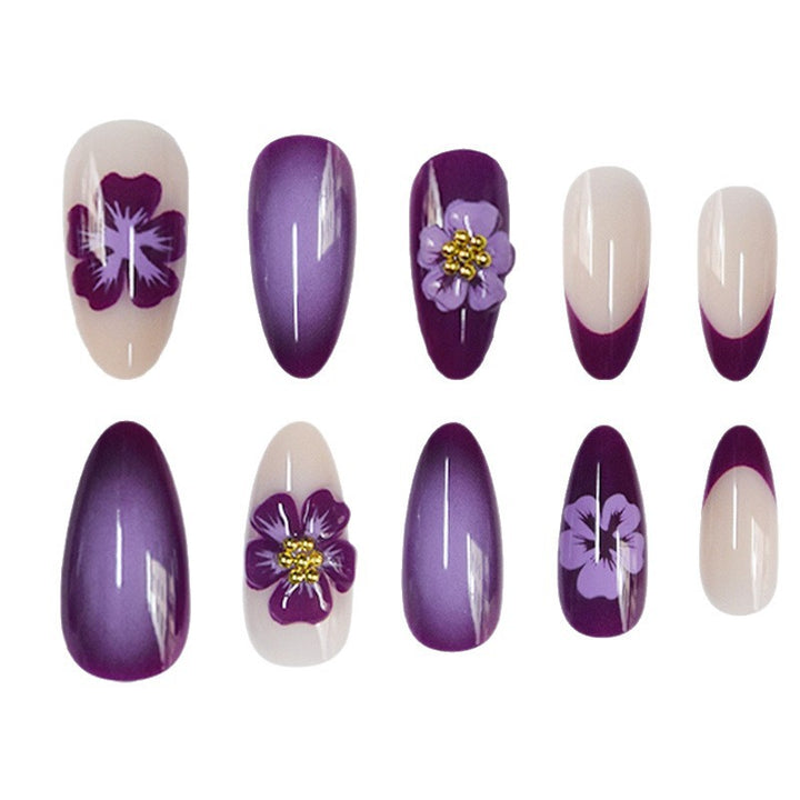 Artistic Floral Press-On Nails with 3D Accents Kalsten
