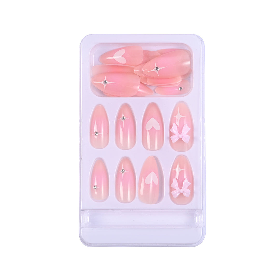 Artistic Heart and Bow Detail Press-On Nails Kalsten