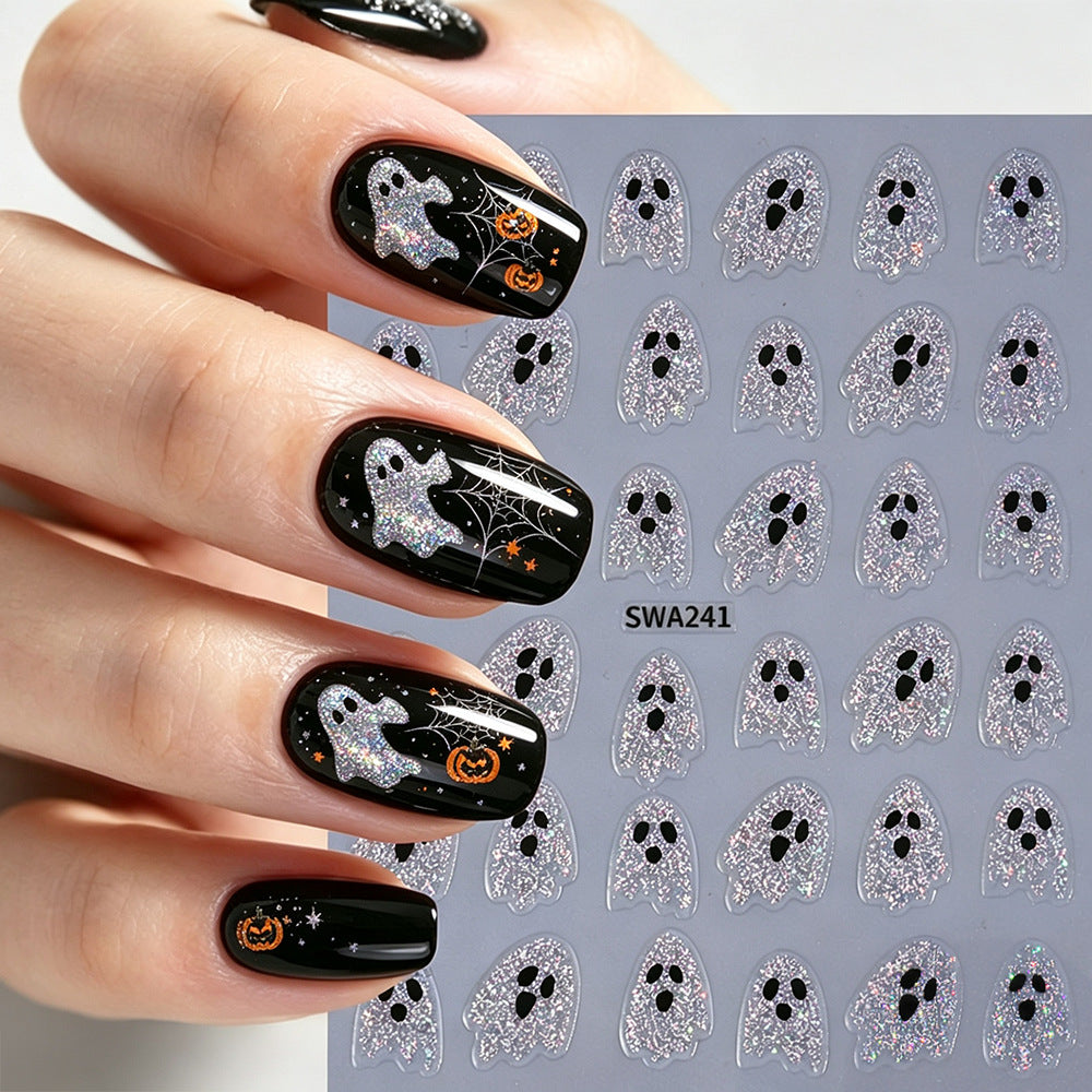 Halloween-Themed Ghost Nail Art Stickers