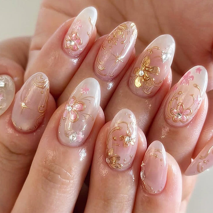Decorative Press-On Nail Art Set with Floral Design kalsten