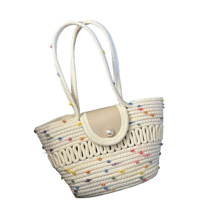 Women's Fashion Handbag with Colorful Cotton Weave Kalsten
