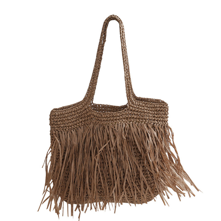Trendy raffia bag with fringed details Kalsten