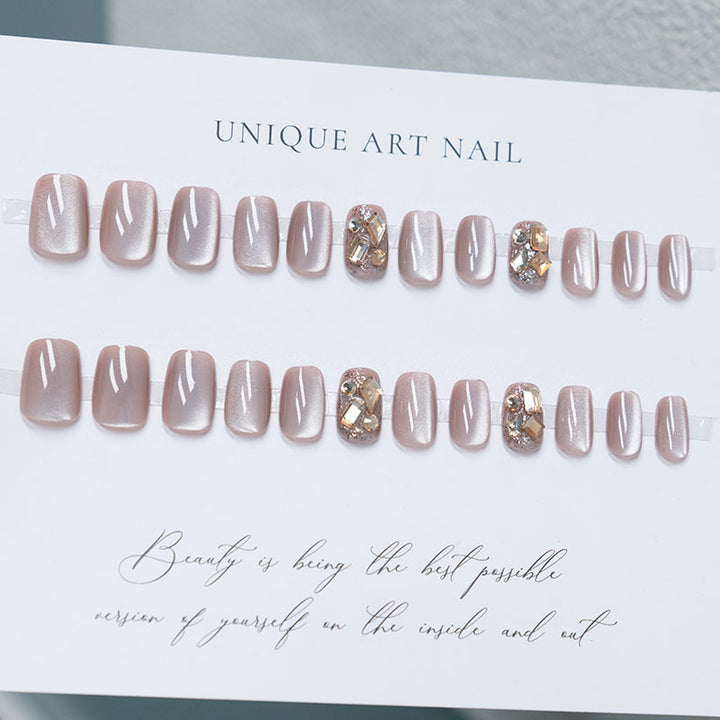 Elegant Gemstone Decorative Press-On Nails