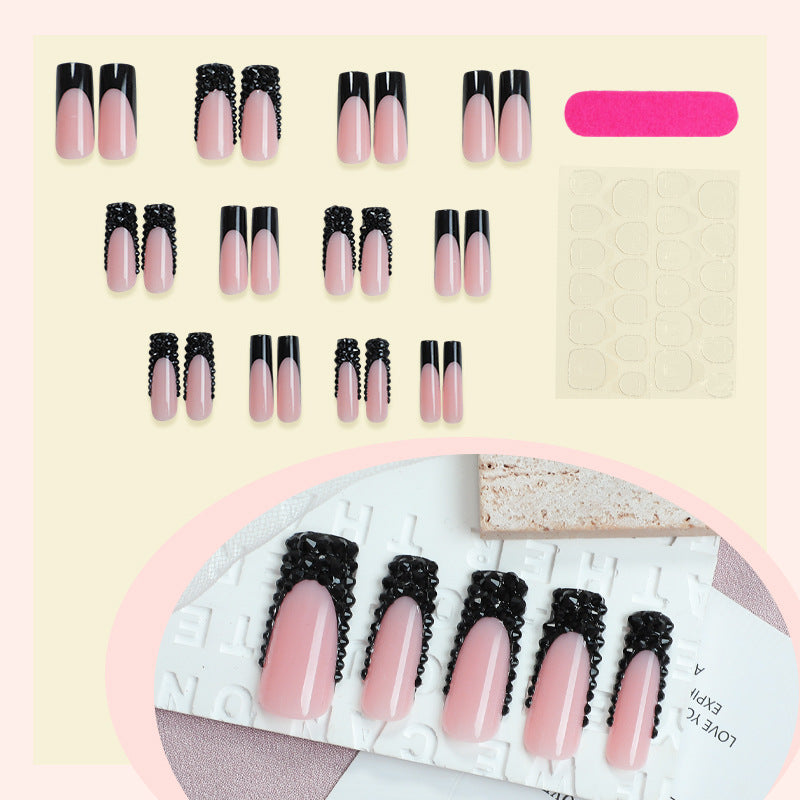 Elegant Nail Art Press-On Kit with Decorative Gem Accents Kalsten