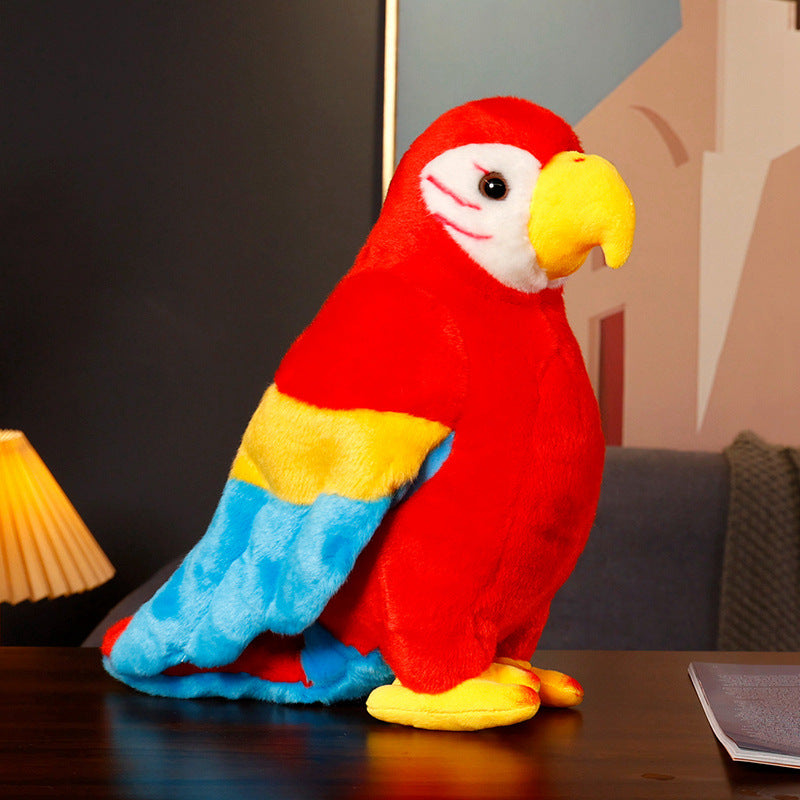 Lifelike Plush Parrot Toy with Embroidered Beak and Poseable Feet Kalsten
