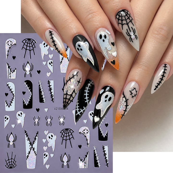 Glow-in-the-Dark Ghost Nail Art Sticker Set