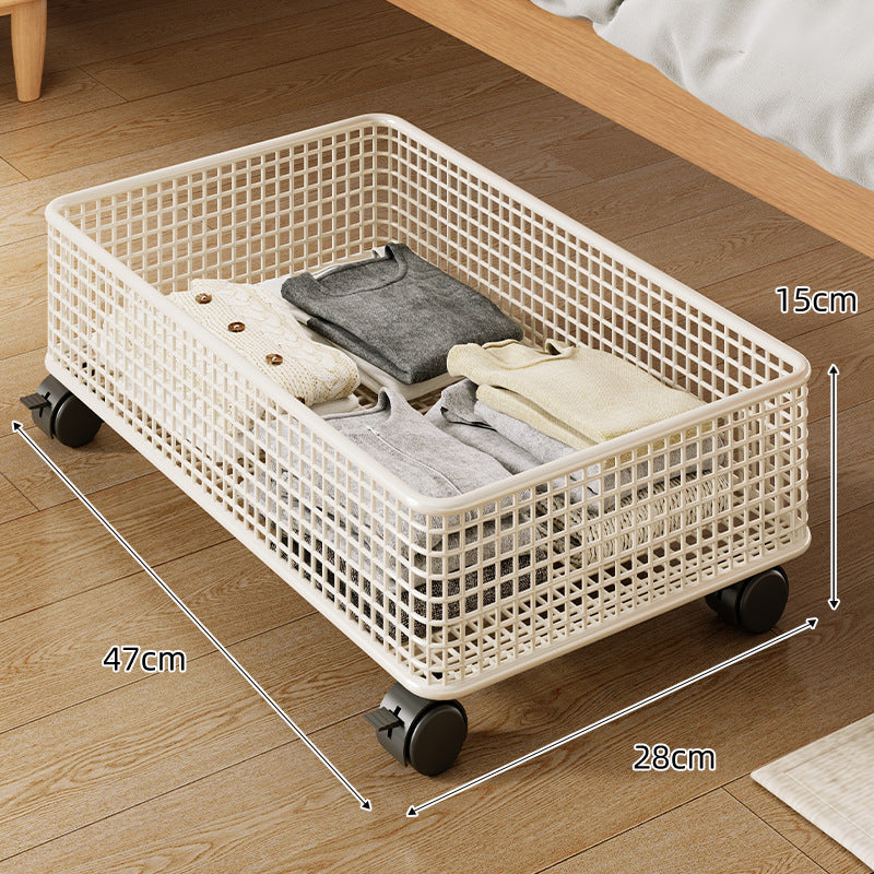 Low-Profile Metal Mesh Under-Bed Storage Basket