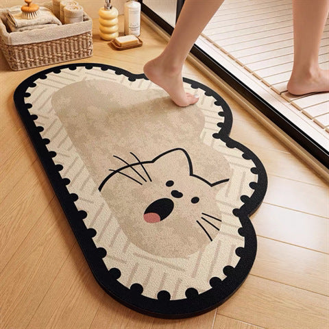 Cartoon Cat Themed Bath Rug for Home