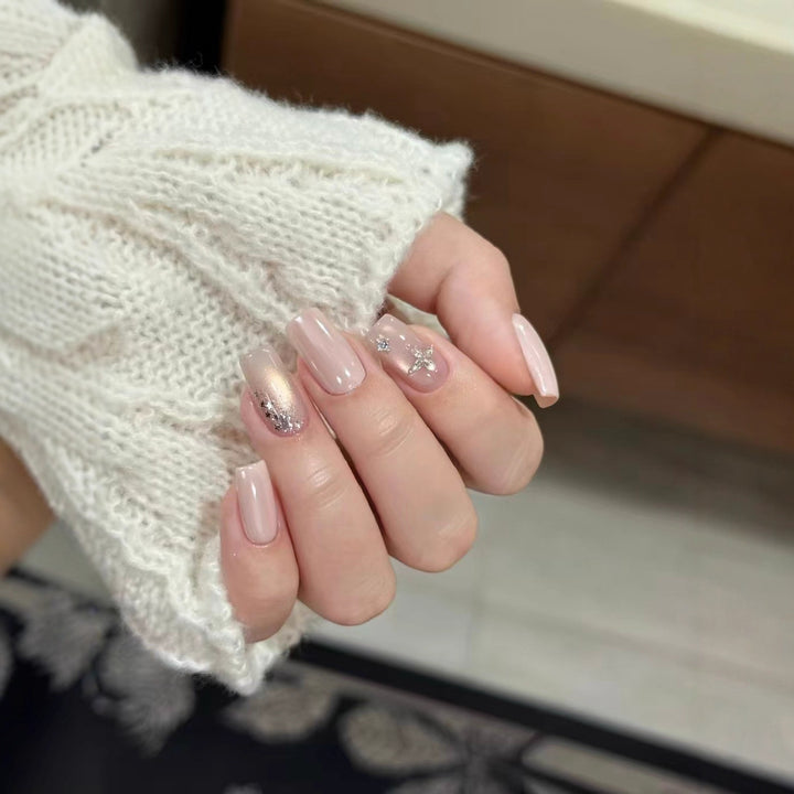 Elegant Press-On Nail Enhancements with Decorative Strass