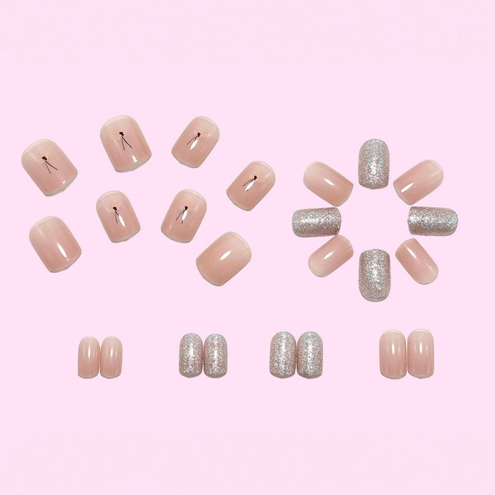 Decorative artificial nails with glitter and delicate floral designs Kalsten