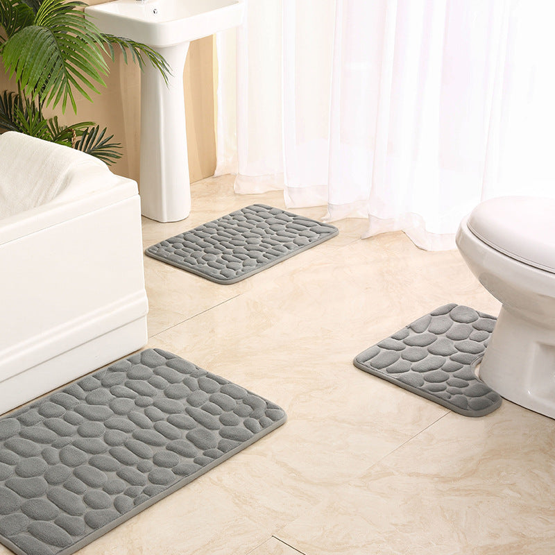 Soft Touch Stone Pattern Bathroom Rug Set Kalsten