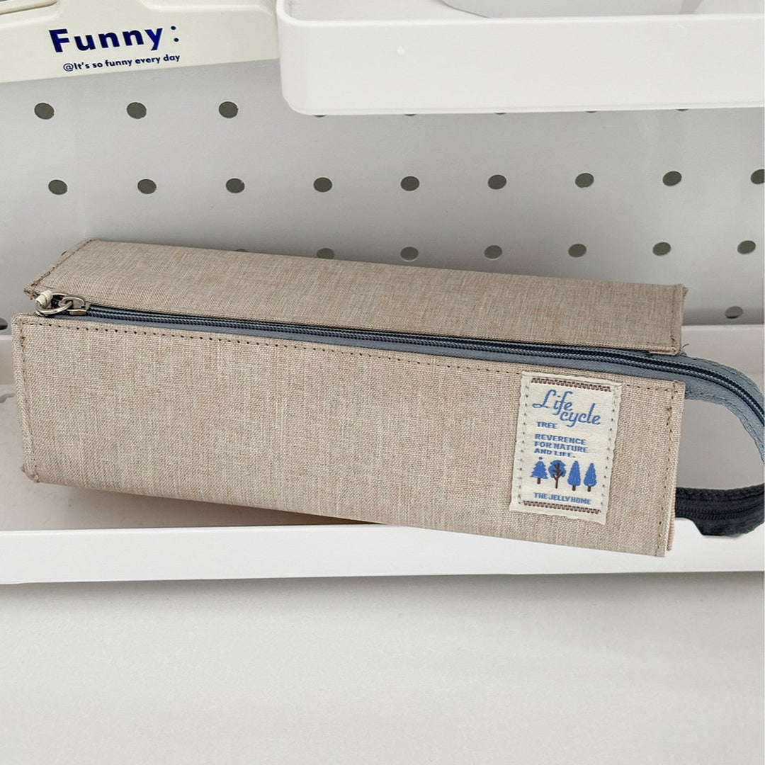 Denim Print Zippered Storage Pouch