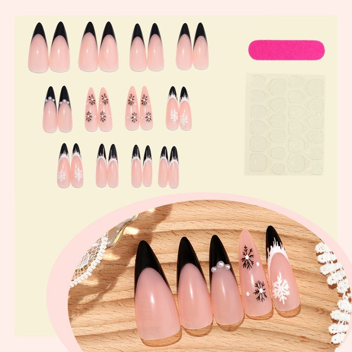 Artificial nail set with stylish black and white patterns Kalsten