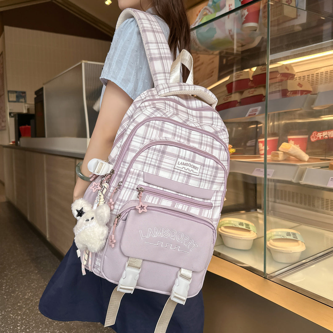 Stylish Plaid Pattern Backpack Kalsten
