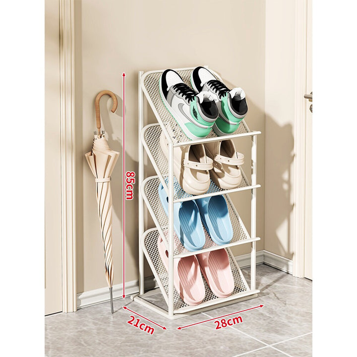 Four-Tier Vertical Angled Metal Mesh Shoe Rack Organizer
