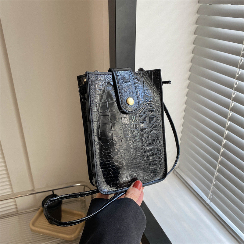 Croc-Embossed Mini Crossbody Purse
