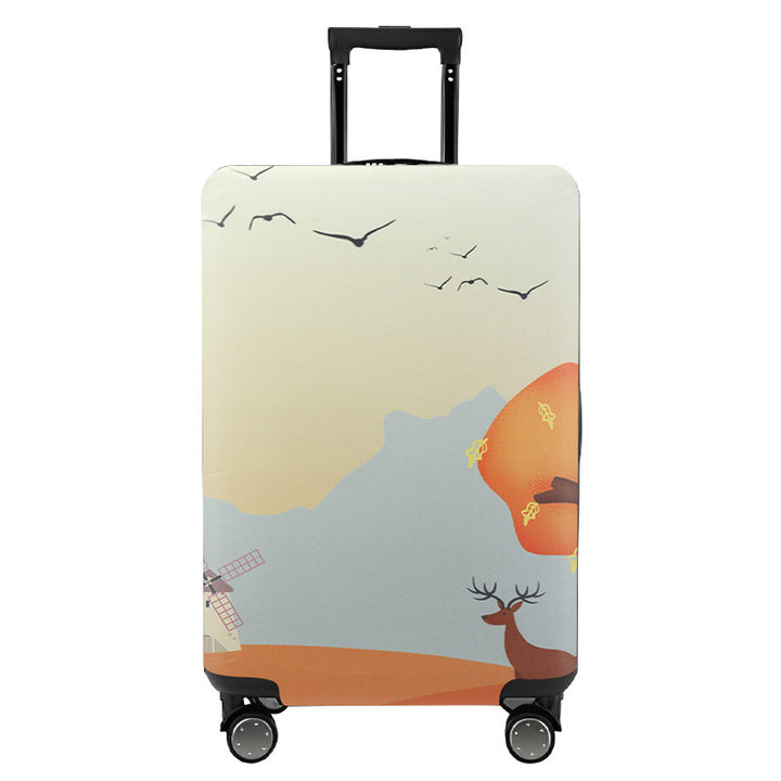 Unisex nan elastic motif suitcase cover made of stretchable polyester with handle and wheel openings Kalsten