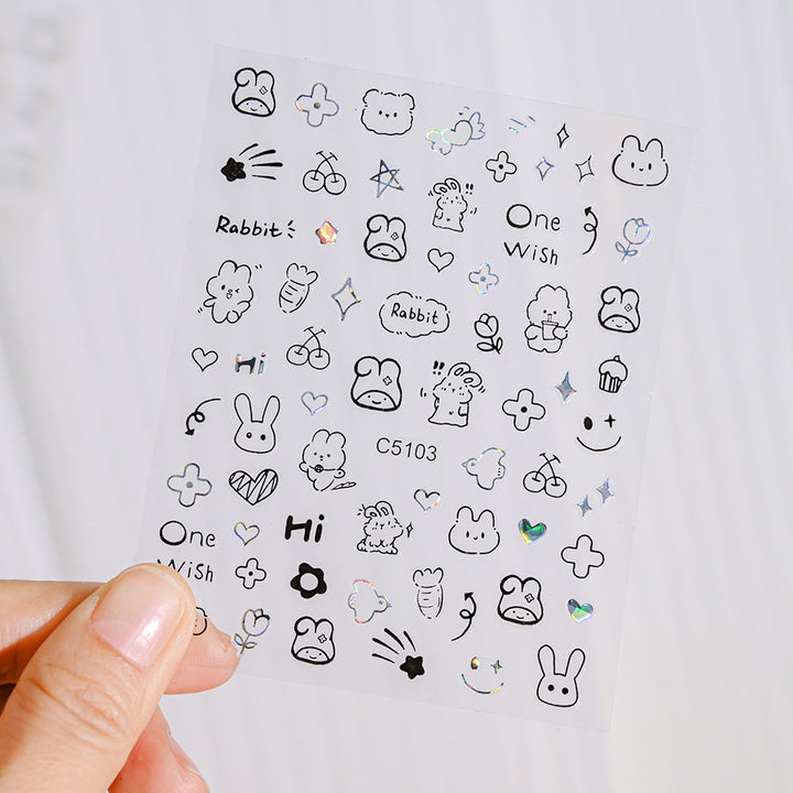 Cat-Themed Nail Art Stickers