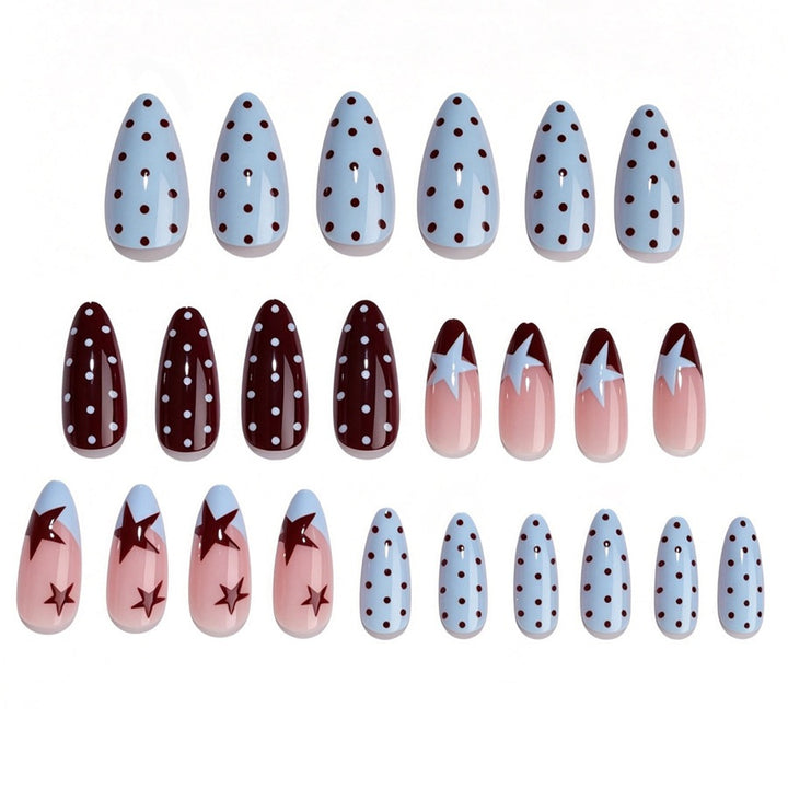 Acrylic nail set with creative dot and star design Kalsten