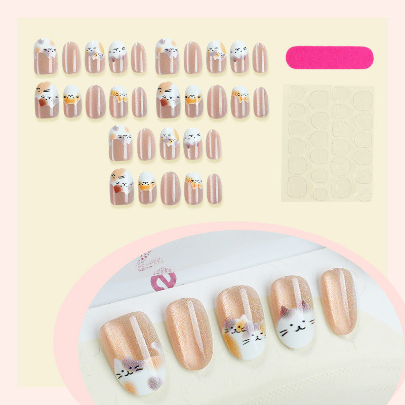 Creative nail art set with cute animal motifs and glitter accents Kalsten