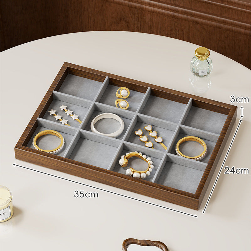 Twelve-Compartment Bamboo Jewelry Organizer Tray