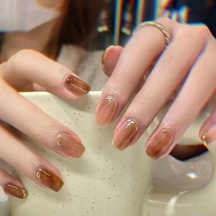 Decorative Press-On Nails with Geometric Design Kalsten