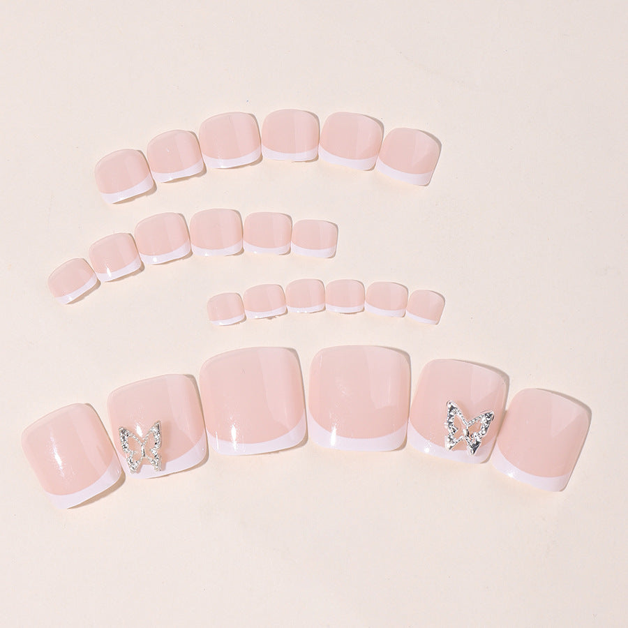 Elegant Decorative Press-On Nail Set with Butterfly Accents kalsten