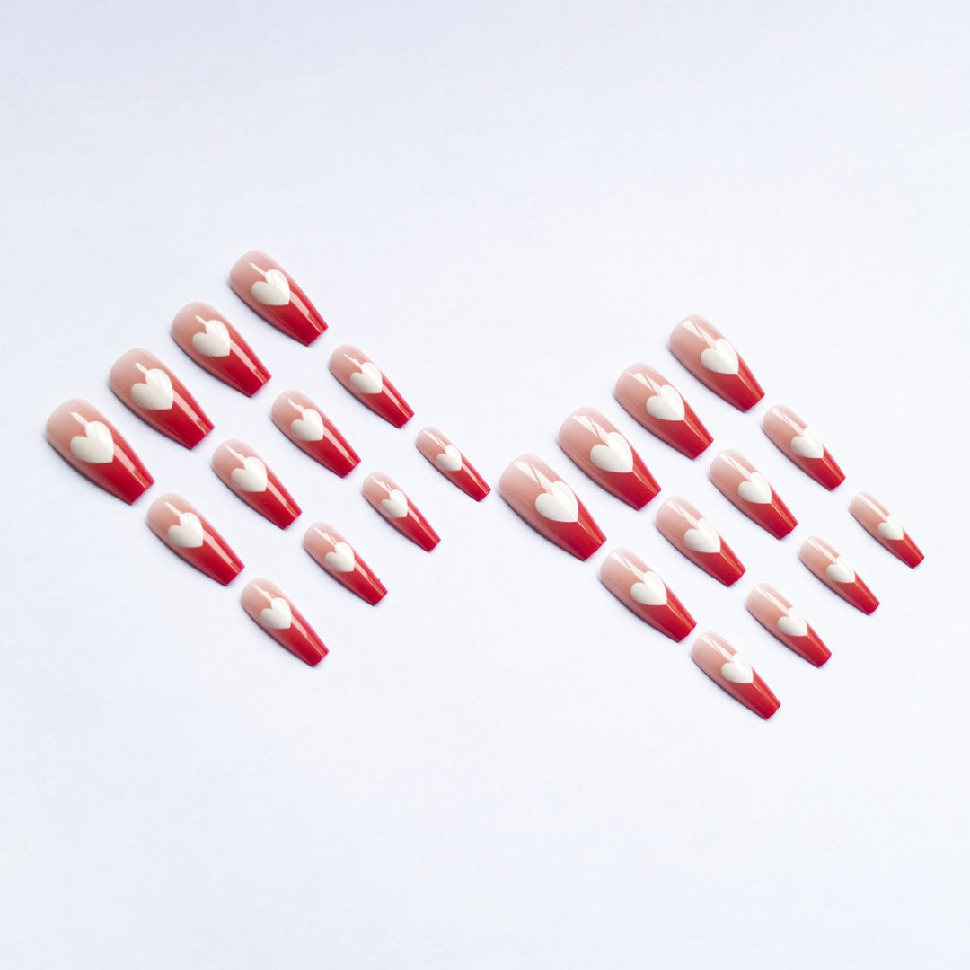 Heart Design Acrylic Nail Art