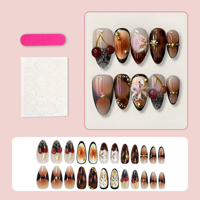 Artificial nail set with luxurious 3D decorations and elegant motifs Kalsten