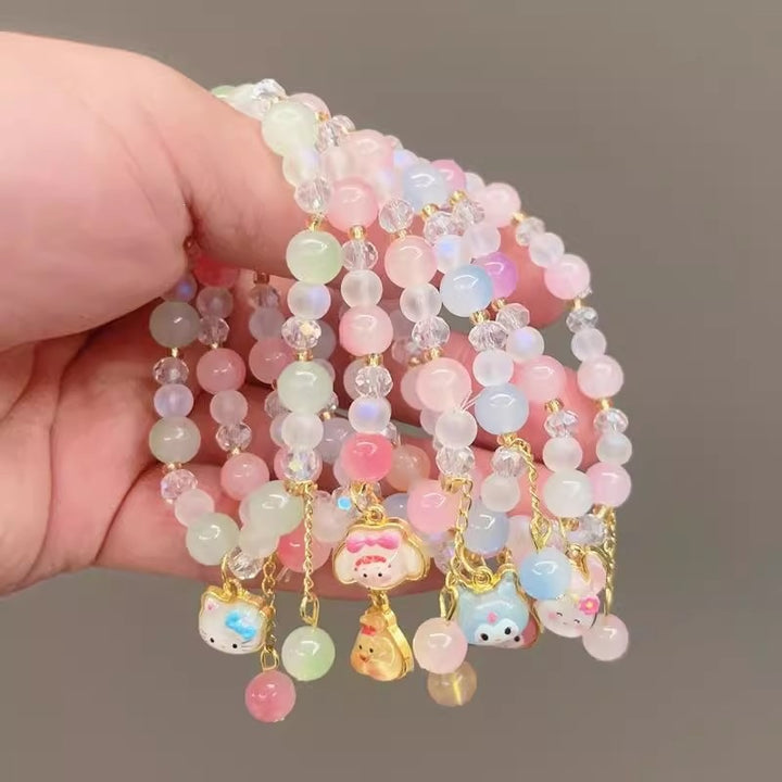 Playful bracelet with colorful glass beads and pendant Kalsten