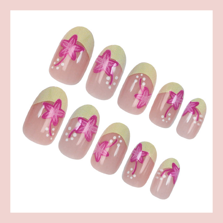 Artificial nail set with floral style and elegant tips Kalsten