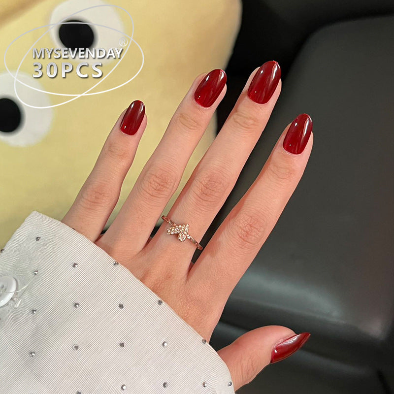 Glossy Red Press-On Nail Set Kalsten