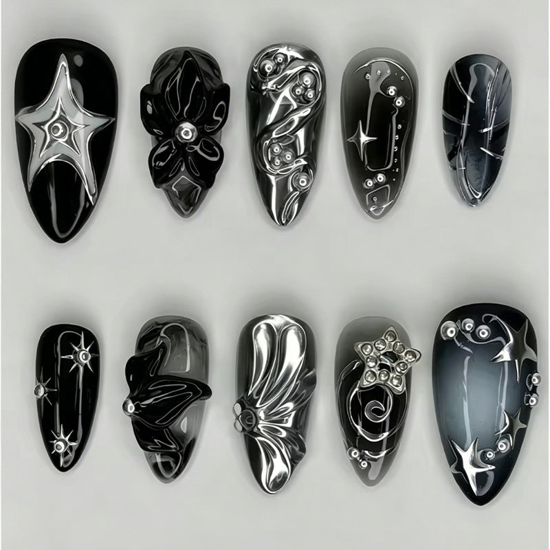 Stylish metallic decorated artificial nails Kalsten