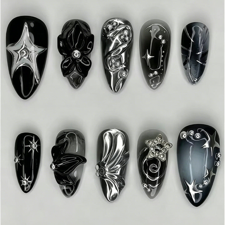 Stylish metallic decorated artificial nails Kalsten