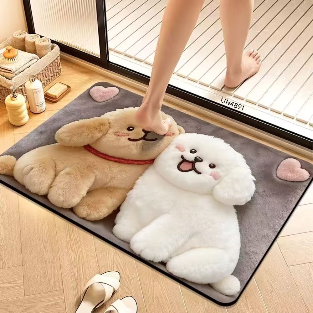 Plush Dog-Themed Kalsten Bath Mat