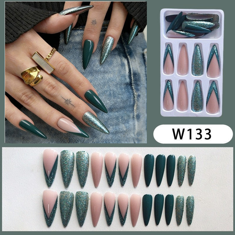 Glamorous Stiletto Press-On Nail Set with Glitter Accents