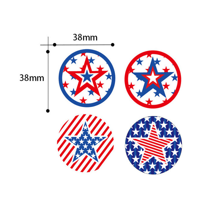 Unisex nan rundes self-adhesive motif sticker set patriotic star pattern weatherproof multiple design Kalsten