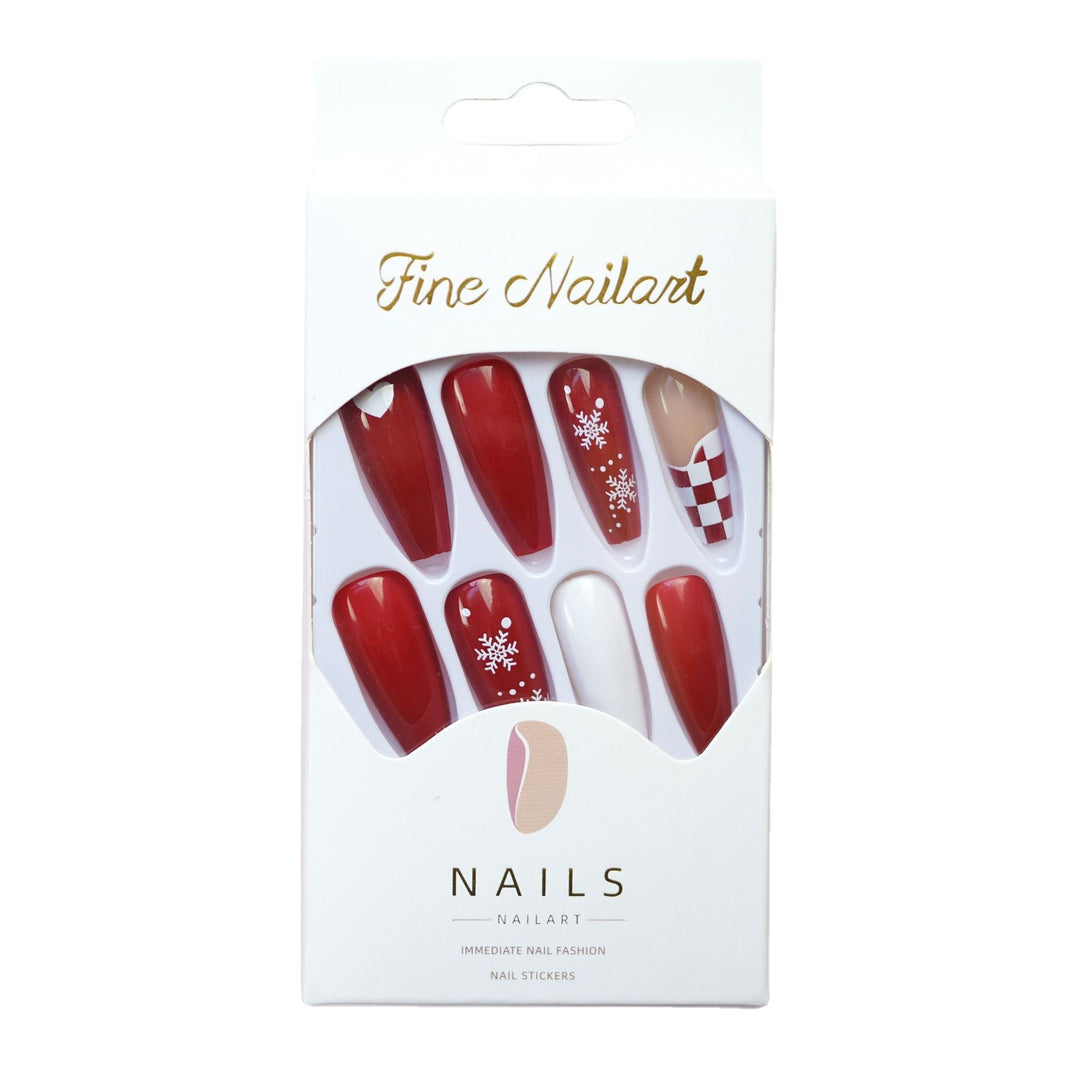 Festive Long Stiletto Press-On Nail Art