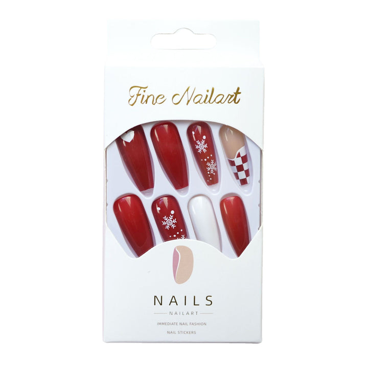 Festive Long Stiletto Press-On Nail Art