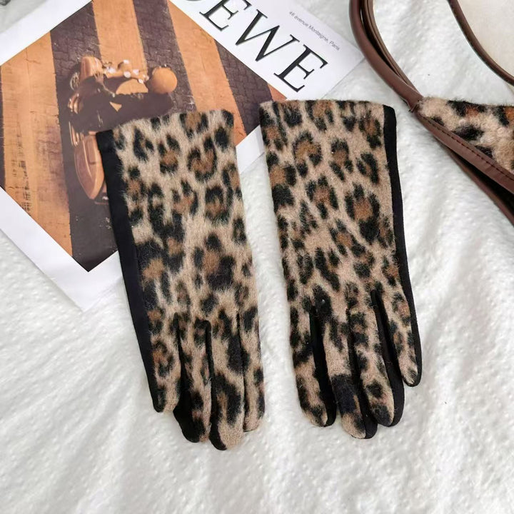 Elegant Leopard Print Touchscreen Gloves Kalsten
