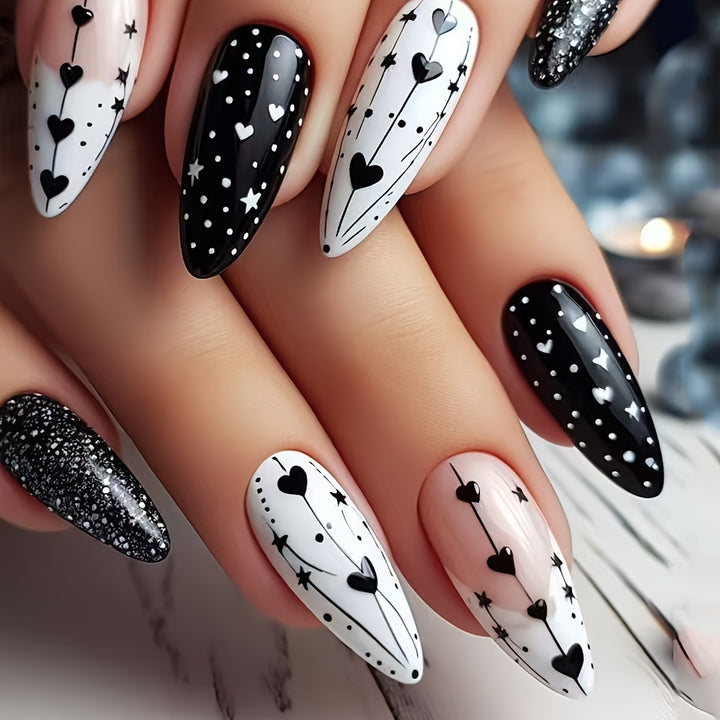 Artistic Heart and Star Nail Art Kalsten