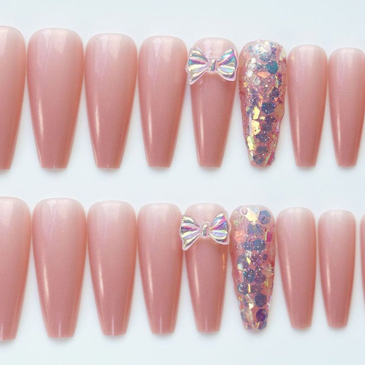 Decorative Press-On Nail Art Set with Butterfly Accents