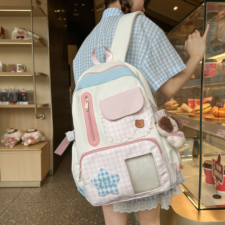 Stylish Gingham Print Backpack Kalsten