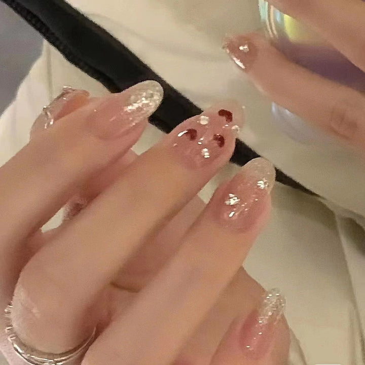 Decorative Heart and Glitter Press-On Nails