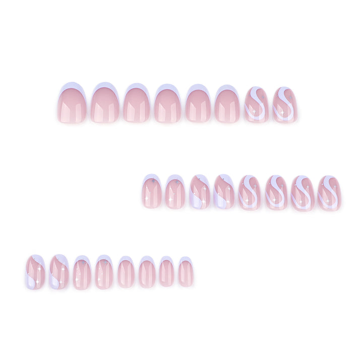 Artful nail art with elegant wave lines and glitter effects Kalsten