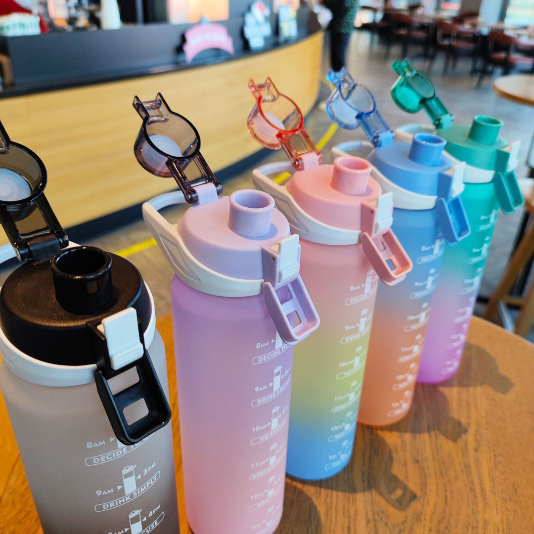 Women's Motivational Water Bottle with Unique Time Marking and Secure Closure Kalsten