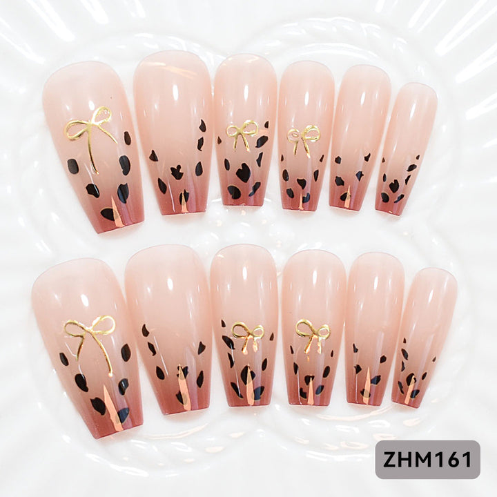 Artistic Press-On Nail Set with Cherry Blossom Design Kalsten