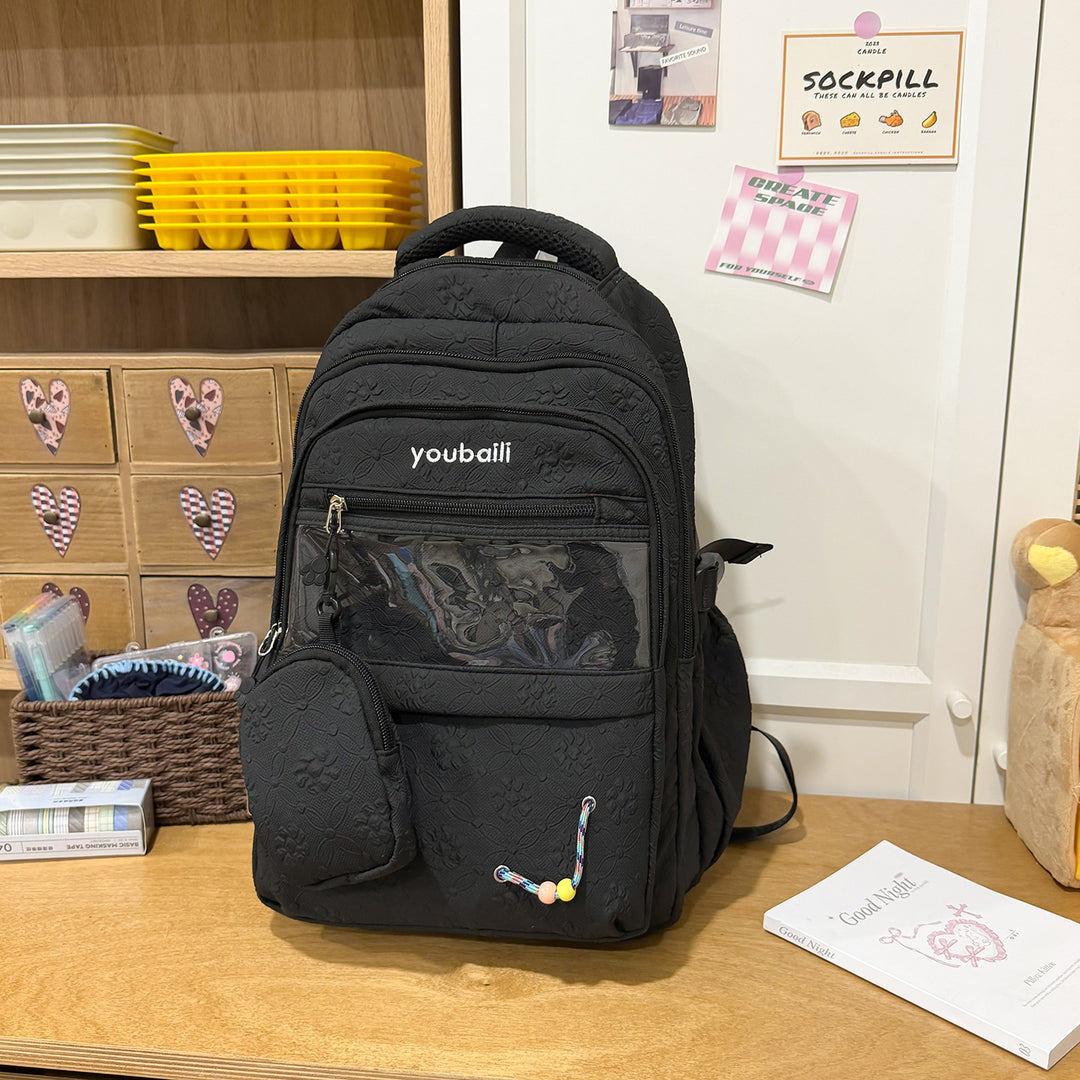 Decorative Floral-Embossed Backpack Kalsten